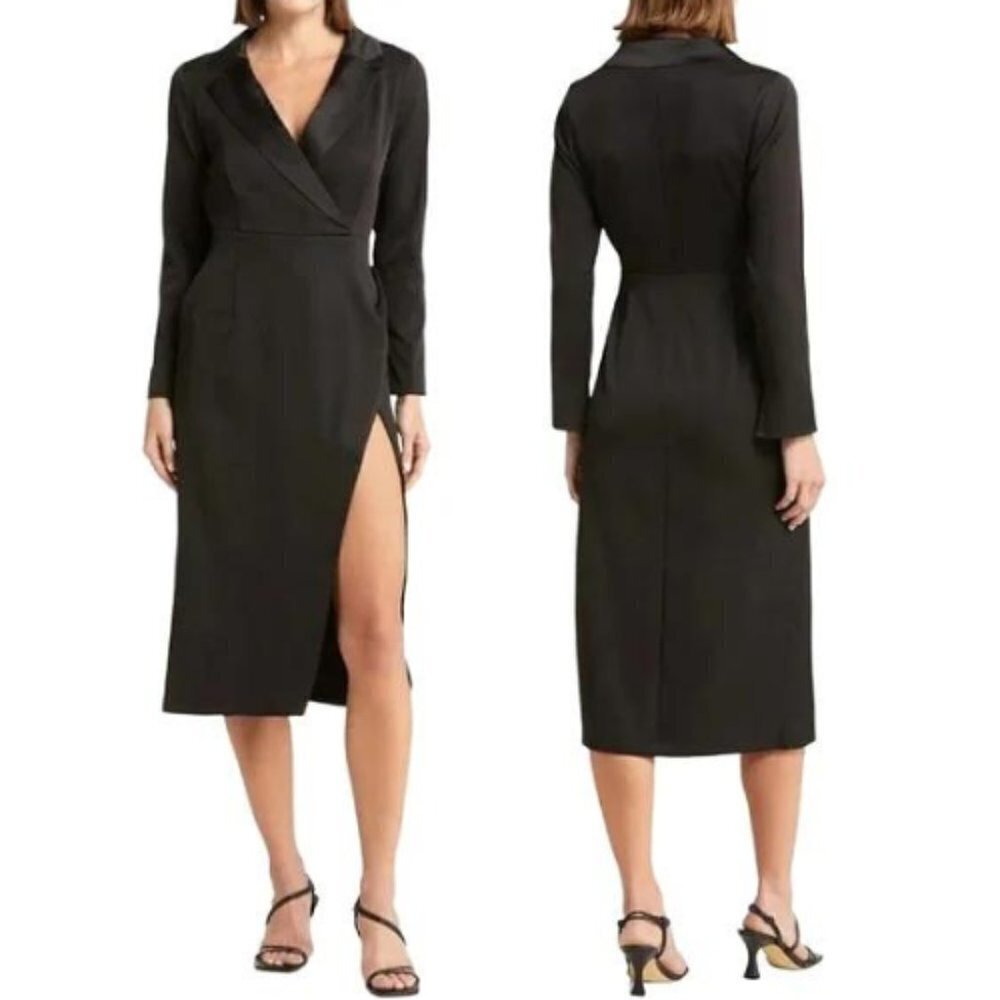 New! Area Stars tuxedo detail midi Dress black nwt 18756